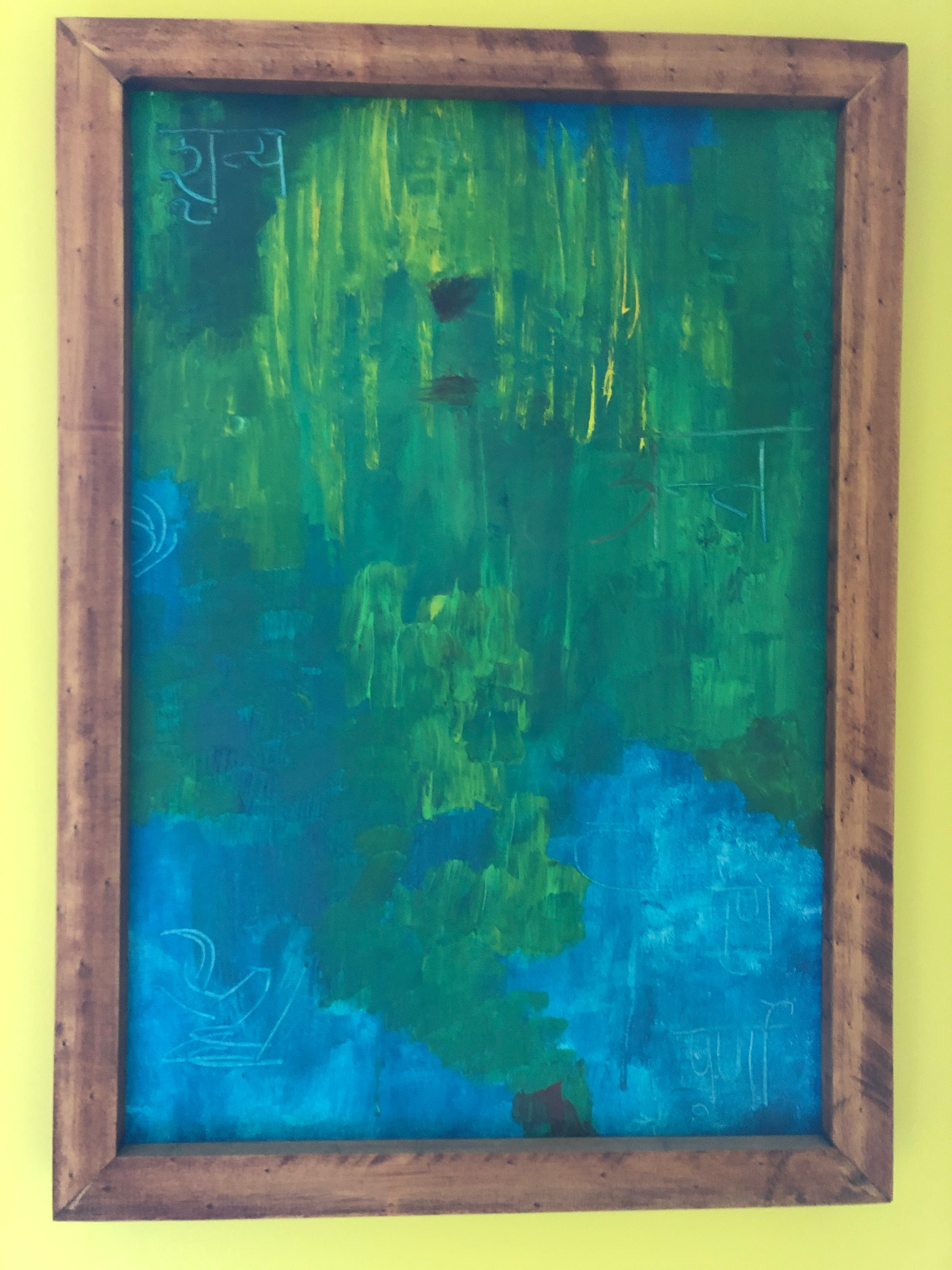 oil painting in bold blues and greens