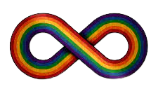 rainbow infinity symbol celebrating neurodivergence